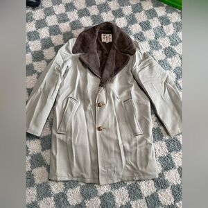 MONTEREY CLUB Vintage Made In USA Topcoat Barn Coat Chore Jacket Woven Buttons